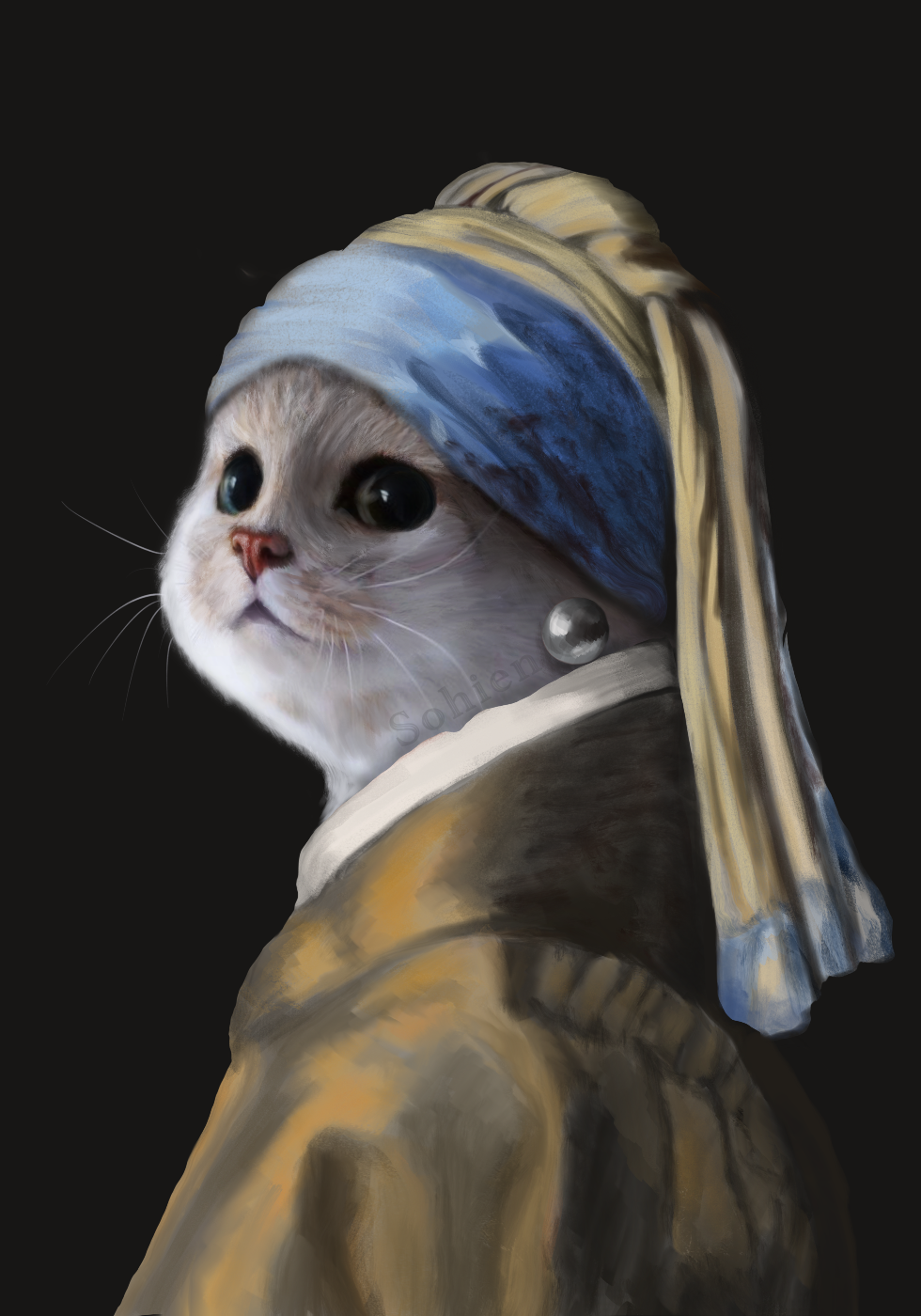 Girl with pearl earring cat discount