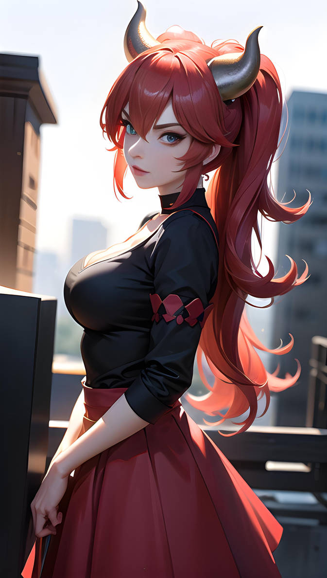 Bowsette Rescate Redhead Bowsette - Red skirt by SteppenwolfRiju on DeviantArt