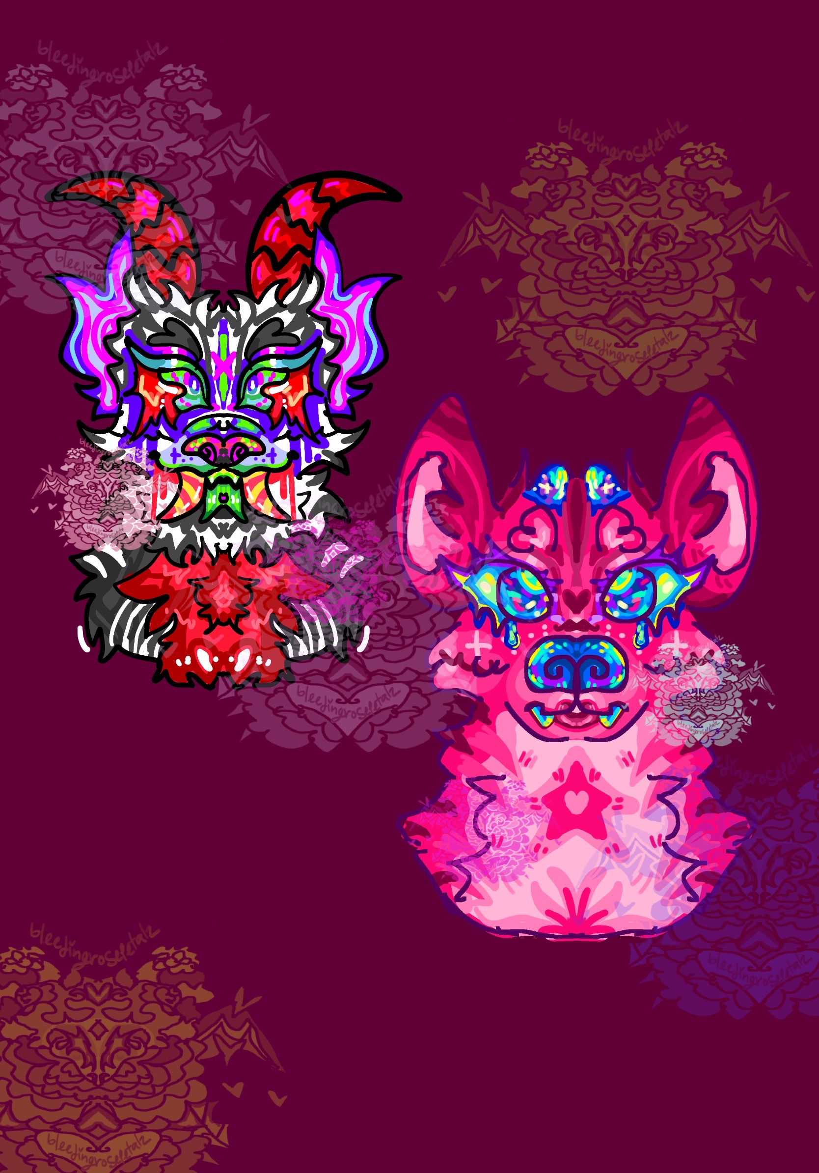 Two head shot adopts! by bleedingrosepetalz on DeviantArt