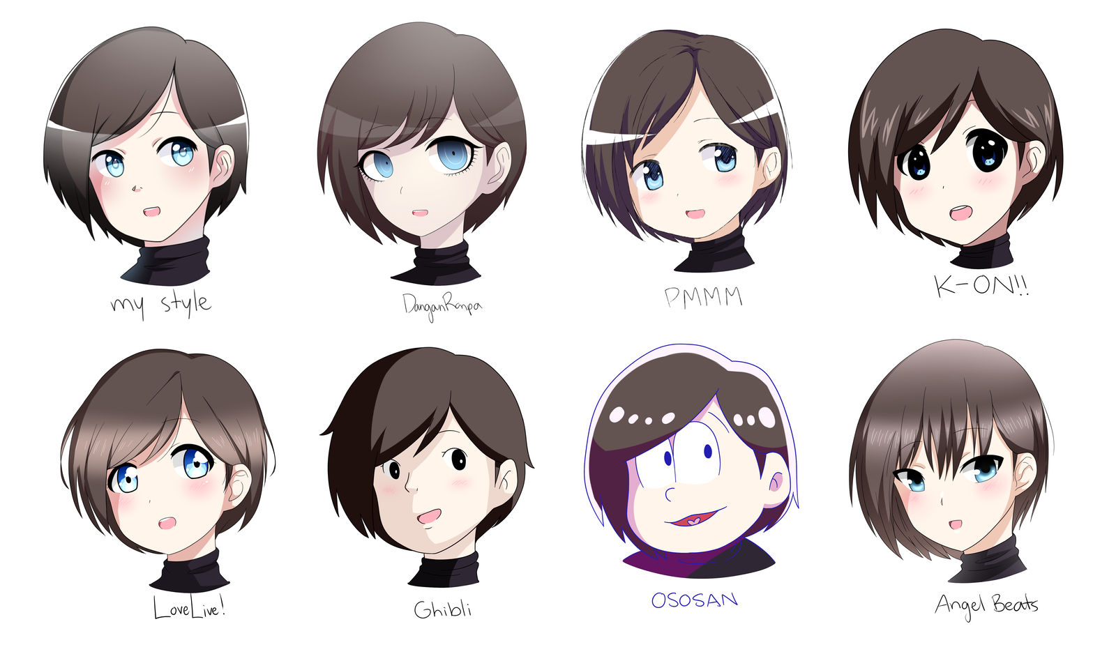 Style Challenge 8 Different Anime Styles By Kittyhint On Deviantart