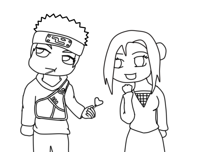 Omoi and Mabui Chibi Lineart