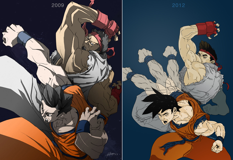 goku x ryu (then and now)