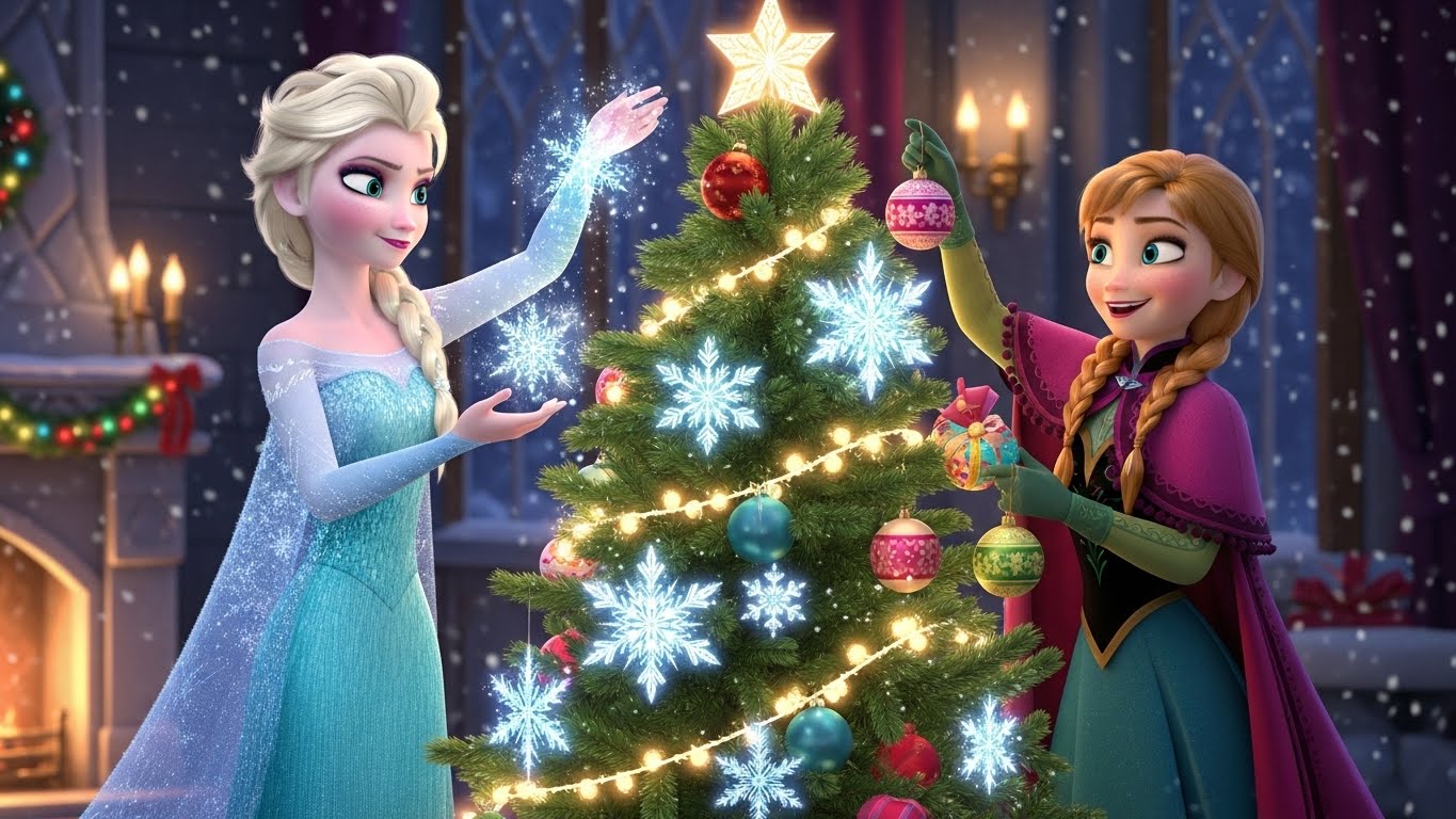 Elsa and Anna decorating Christmas Tree by CartoonFan2002 on DeviantArt