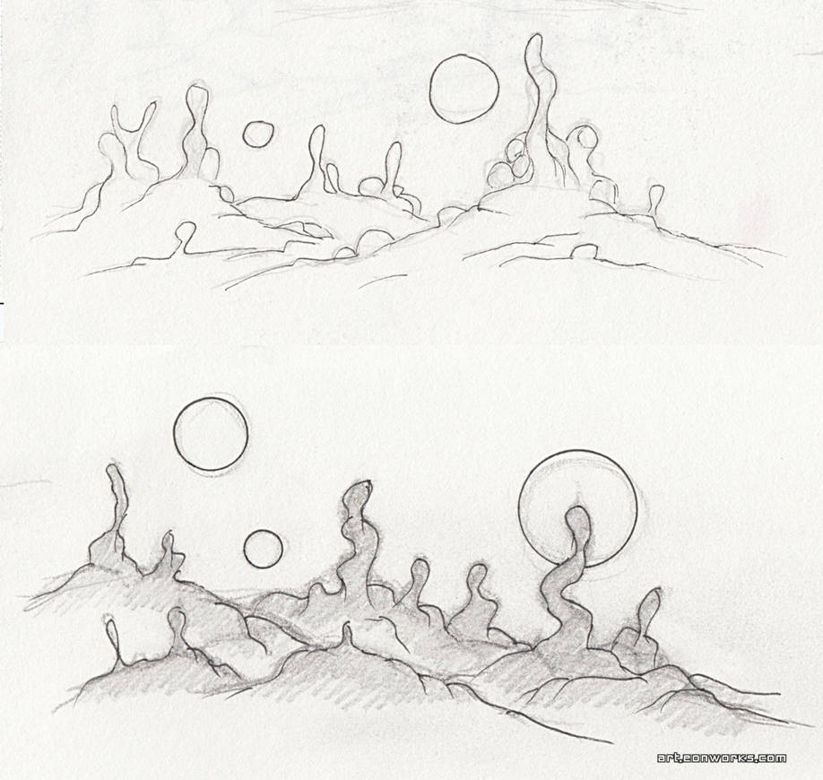 Space landscape sketch 160502 by Eon-Works on DeviantArt