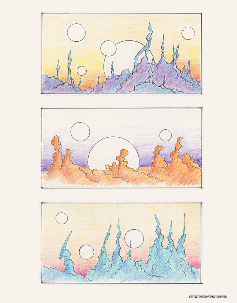 Space landscape sketches 160301 by Eon-Works on DeviantArt