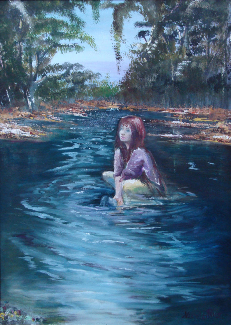 Woman in a dark river