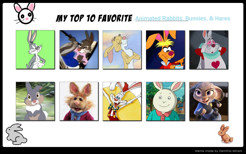 My Top Ten Favorite Animated Rabbits by Michaelsar on DeviantArt