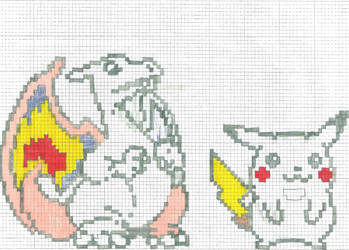 Pikachu and Charizard