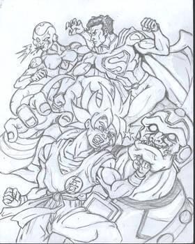 Team-up: Superman and Goku vs Frieza and Mongul