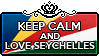 Keep calm and love Seychelles webstamp with Seychelles flag in the background