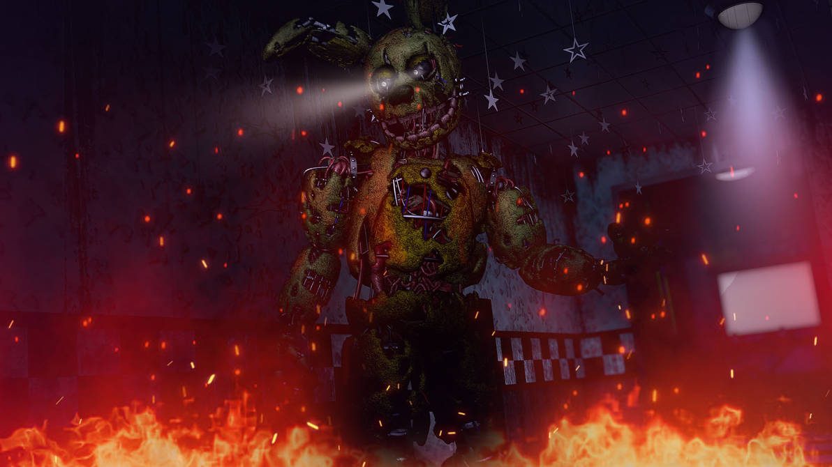 Spring Trap Explodes Springtrap in Fire by raizeu on DeviantArt