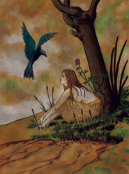 Girl and Crow