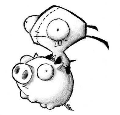 Gir riding Piggy