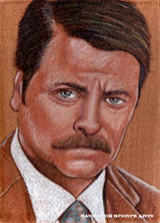 5 x 7 Ron Swanson Artwork (Mixed Media)