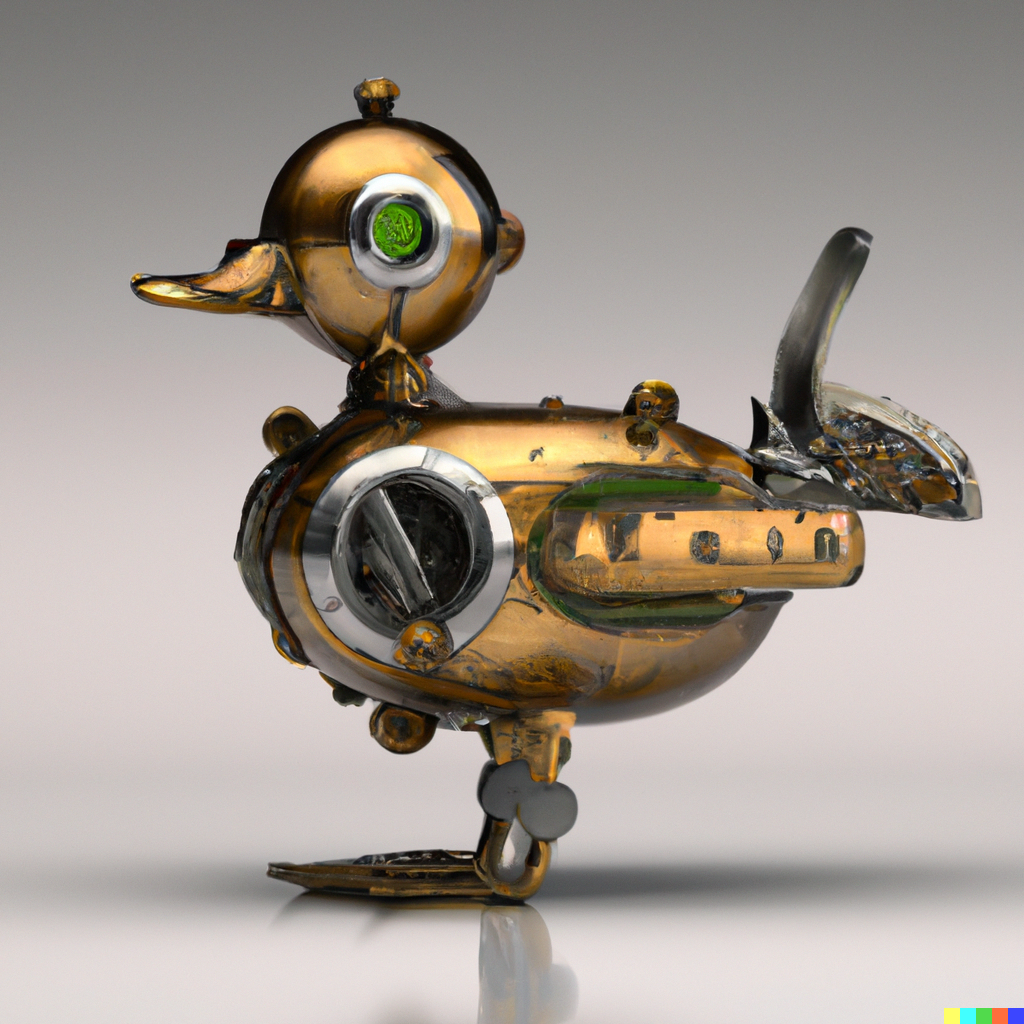 Steampunk Robot animals - Duck - Dall-E 2 by ImFacF on DeviantArt