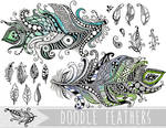 Doodle Feathers Vector and PNG Clipart