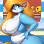 Naked fat female blue cat 1