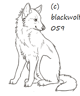 free Wolf lineart~ Sitting