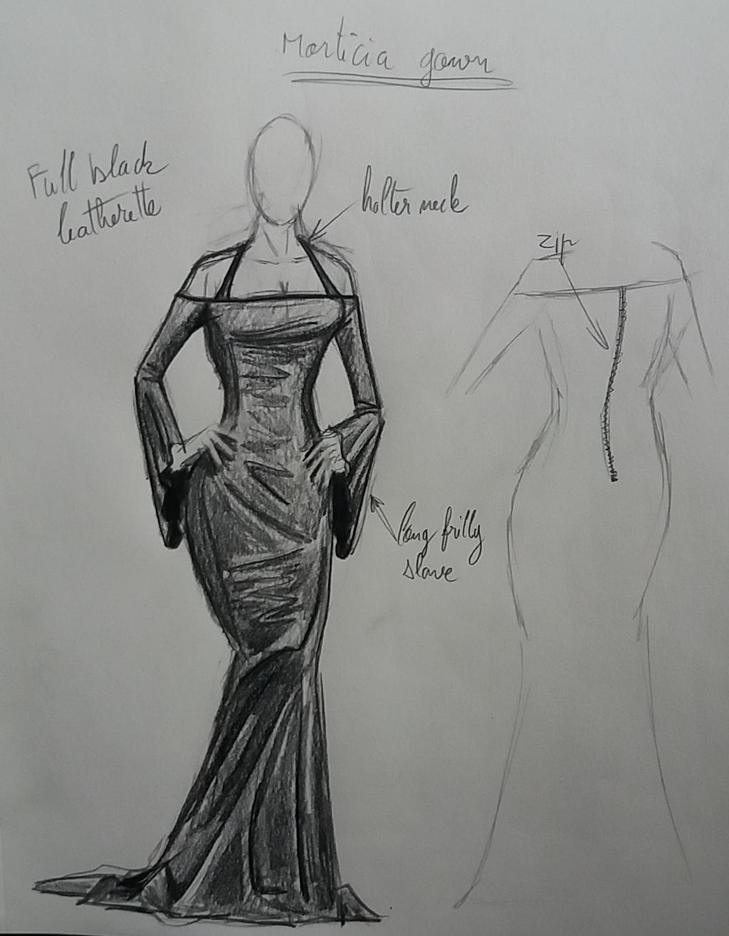 Morticia Addams style gown by pibraclab on DeviantArt
