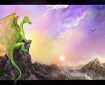 Dragon on Mountaintop by unholy-warlock
