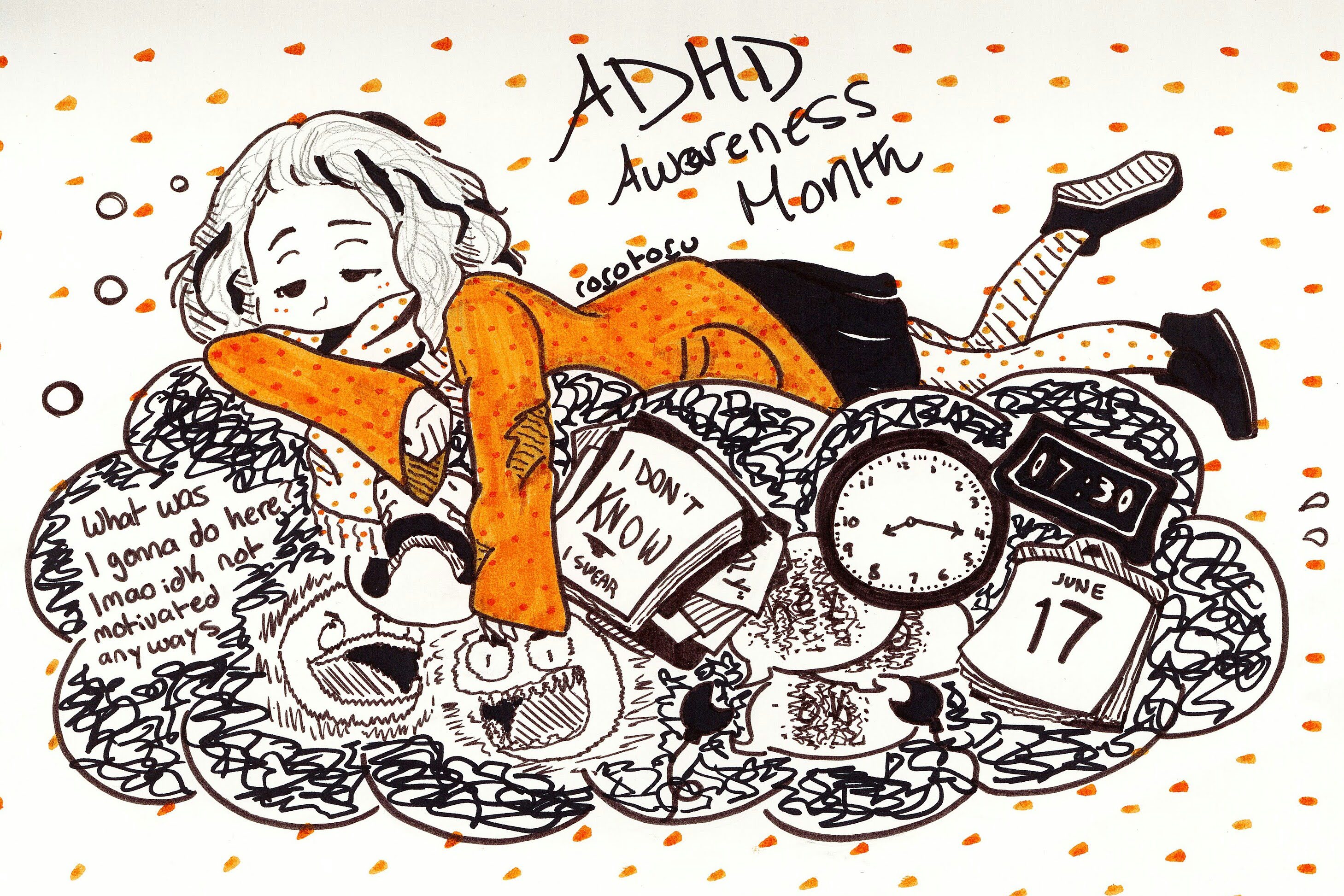 Adhd Deviantart FINAL INKTOBER: ADHD Awareness Month by MarineTheRaccoonHere on DeviantArt