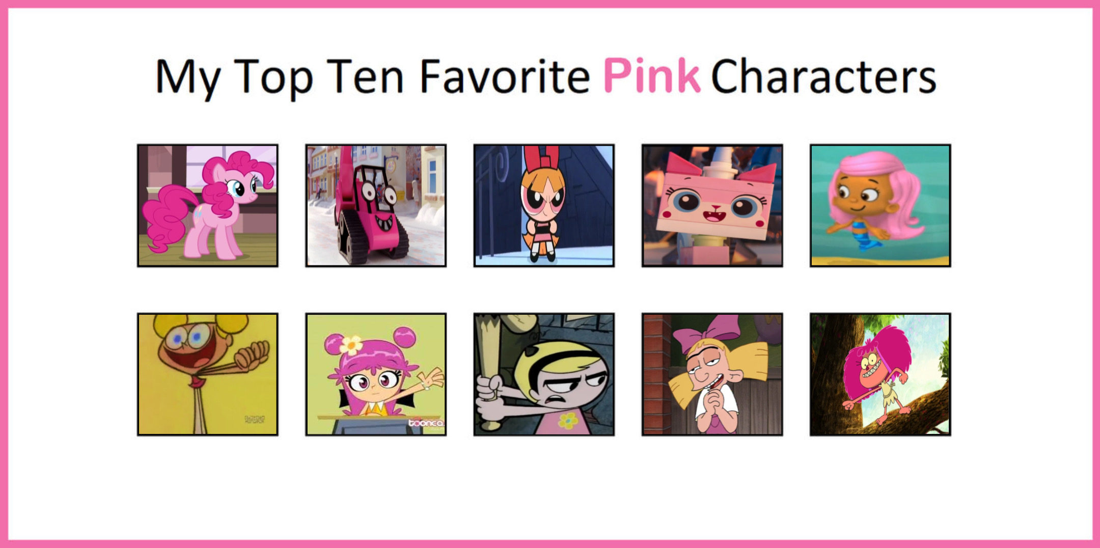 Pink Charters Top 10 Favourite Pink Characters Volume 1 by GeoNonnyJenny on DeviantArt