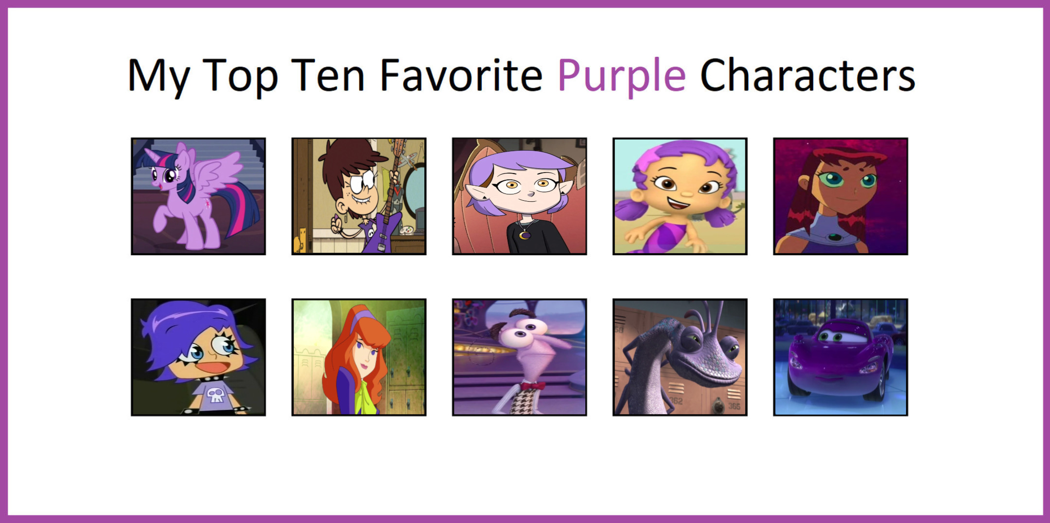 Purple Character Examples Top 10 Favourite Purple Characters Volume 1 by GeoNonnyJenny on DeviantArt