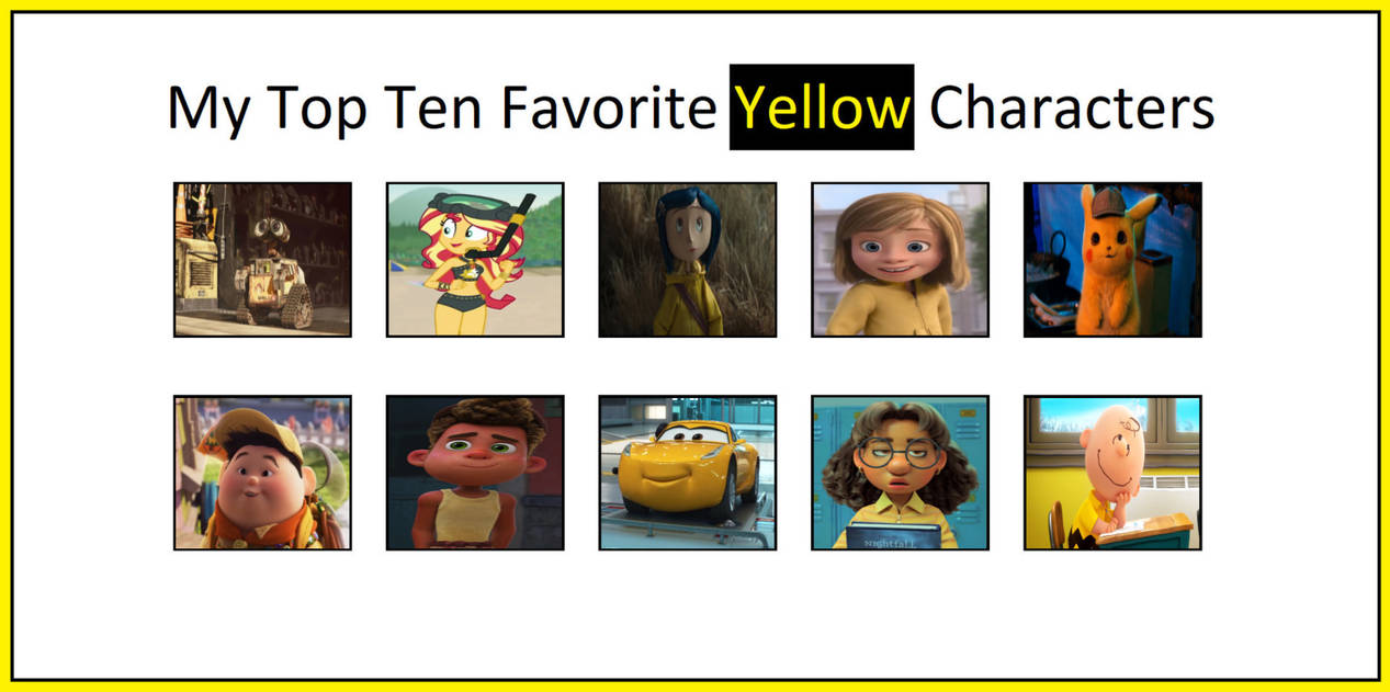 Top 10 Favourite Yellow Characters Volume 2 by GeoNonnyJenny on DeviantArt