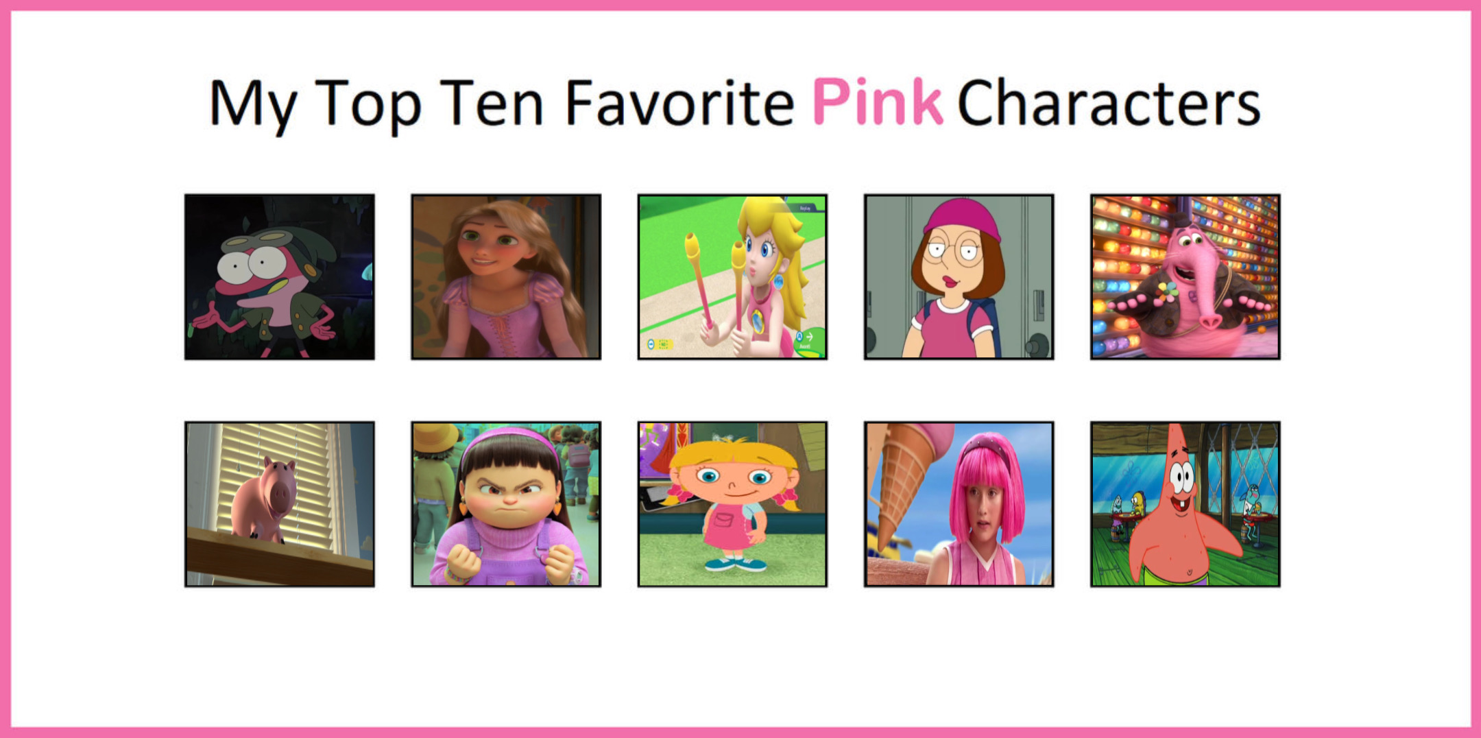 Pink Character Color Top 10 Favourite Pink Characters Volume 2 by GeoNonnyJenny on DeviantArt