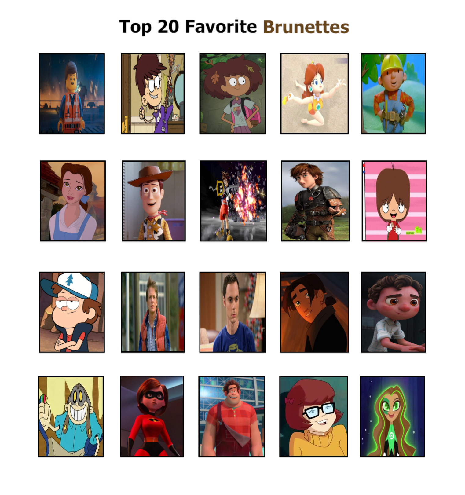 Top 20 Favourite Brunettes by GeoNonnyJenny on DeviantArt