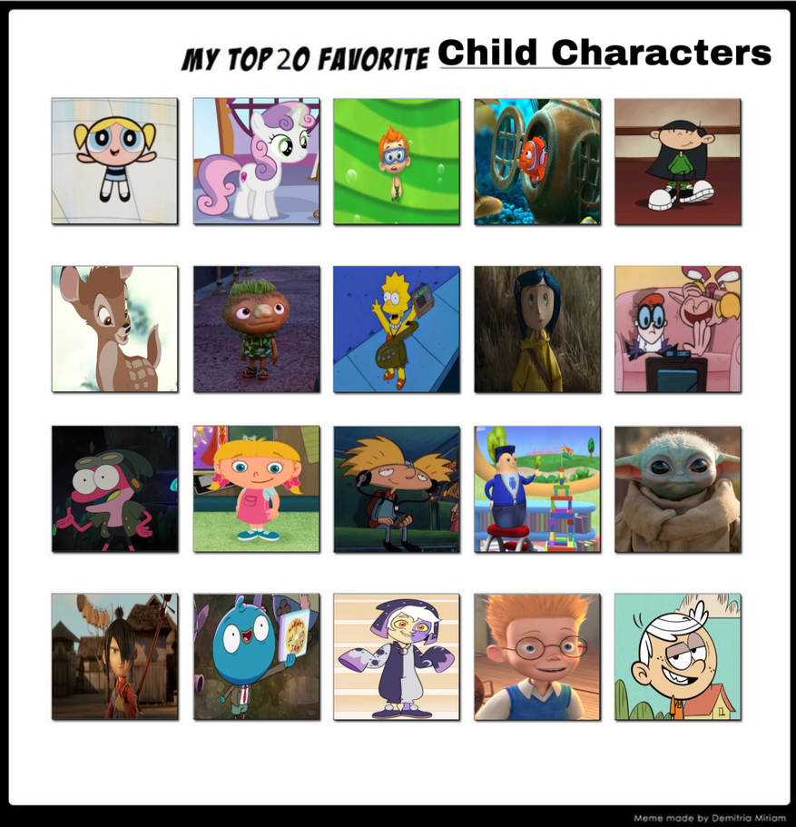 Chiled Character Top 20 Favourite Child Characters by GeoNonnyJenny on DeviantArt