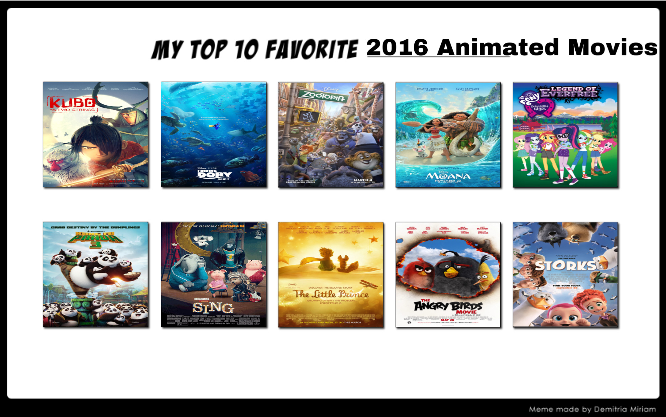 2016 Animation Top 10 Favourite 2016 Animated Movies by GeoNonnyJenny on DeviantArt