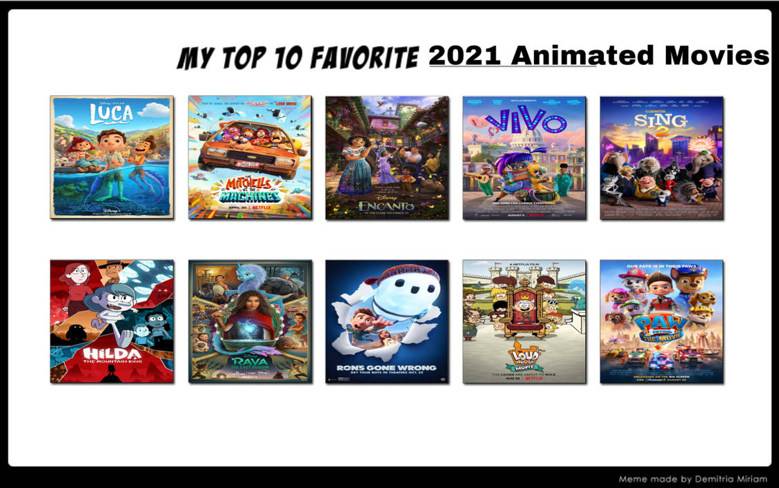 Top 10 Favourite 2021 Animated Movies by GeoNonnyJenny on DeviantArt
