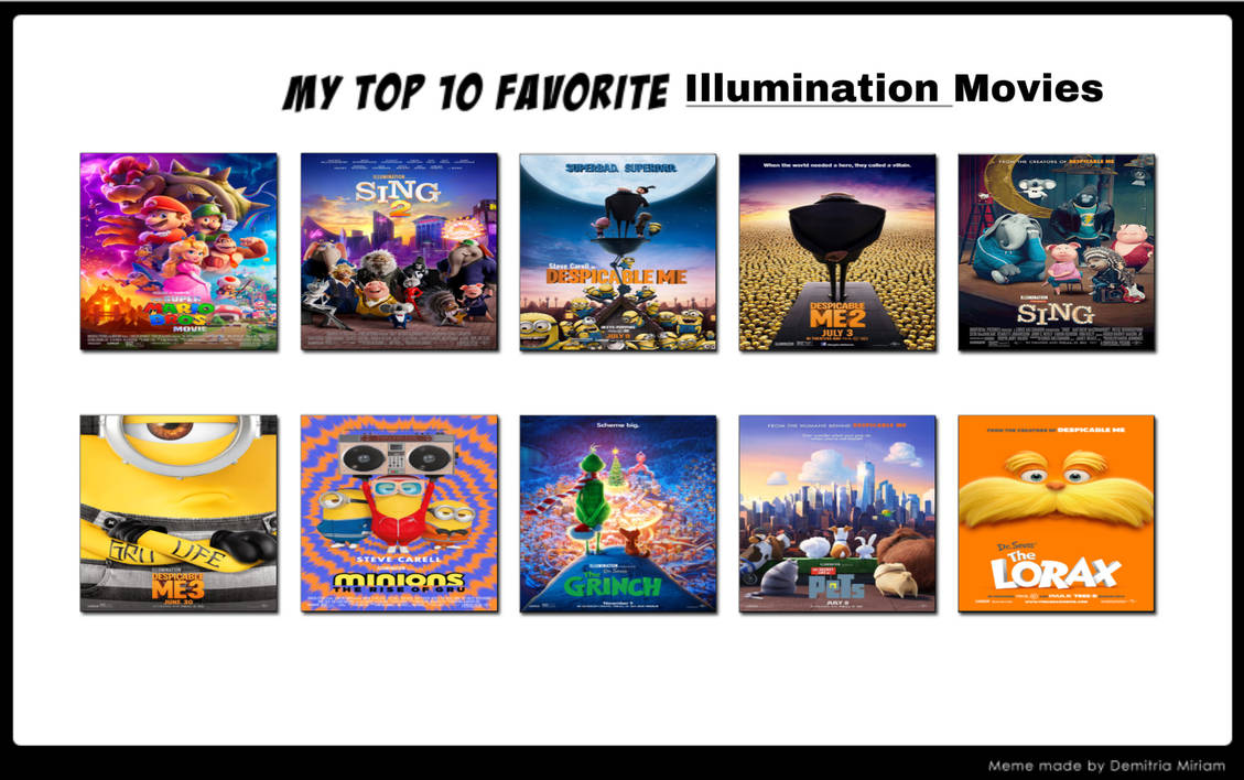 Top 10 Favourite Illumination Movies by GeoNonnyJenny on DeviantArt