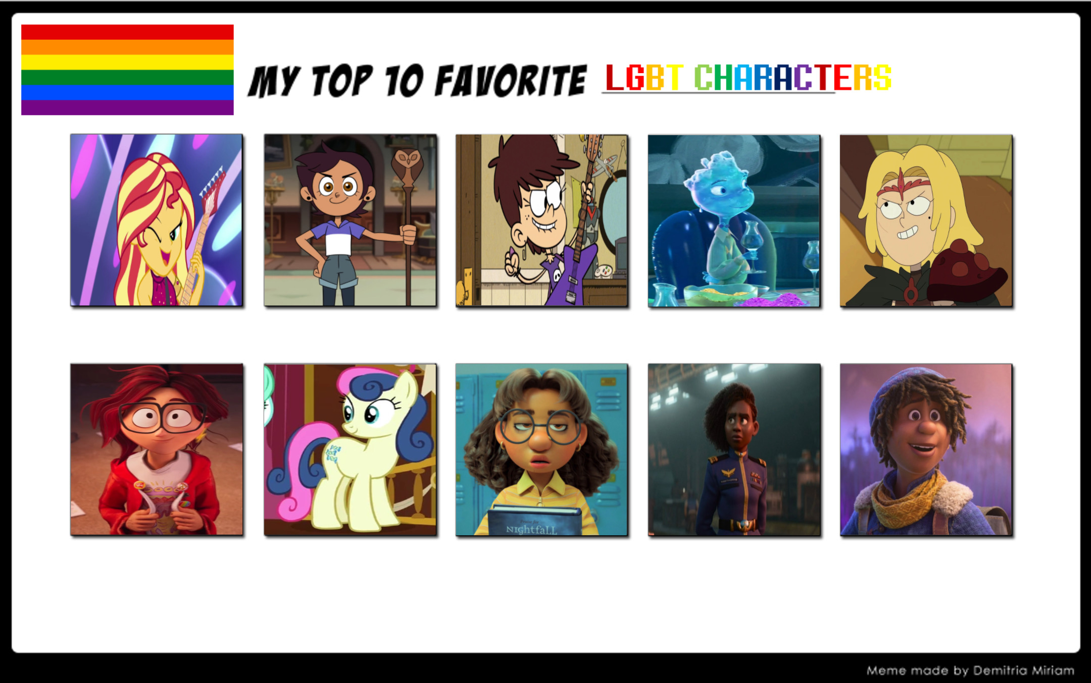 Top 10 Favourite LGBT Characters by GeoNonnyJenny on DeviantArt