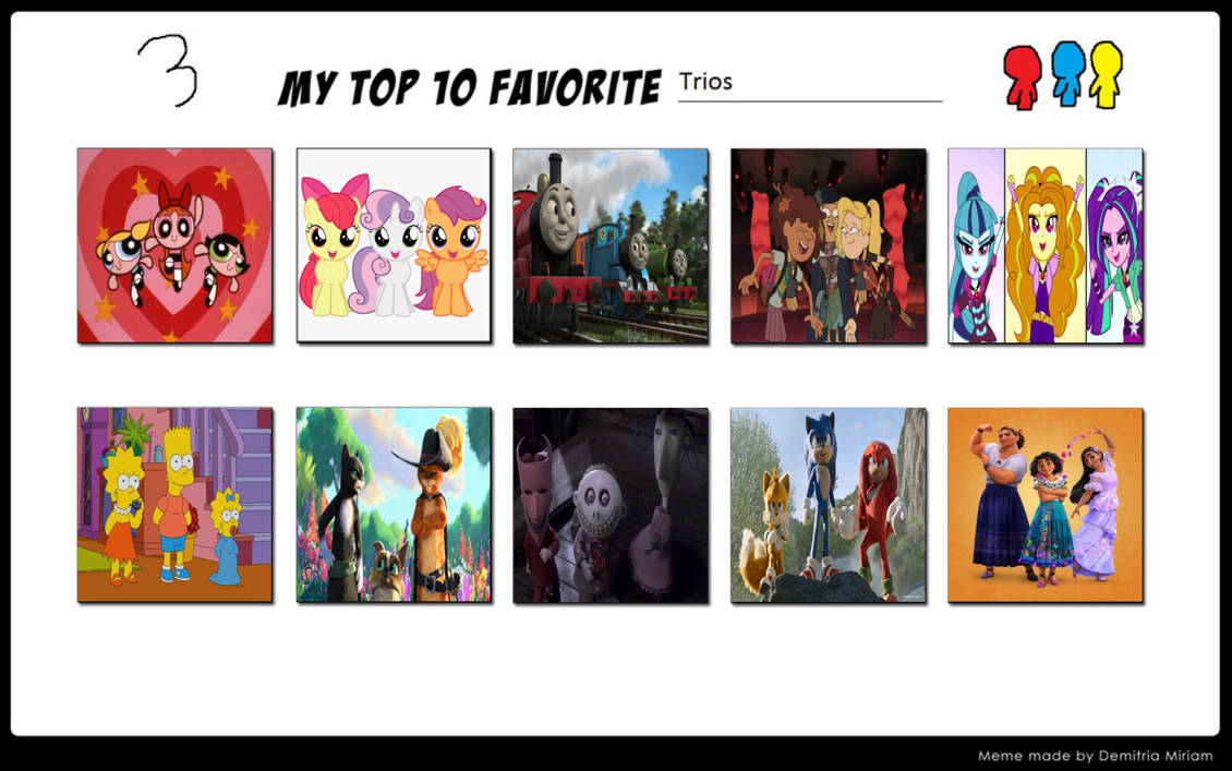 Trios Top 10 Favourite Trios by GeoNonnyJenny on DeviantArt