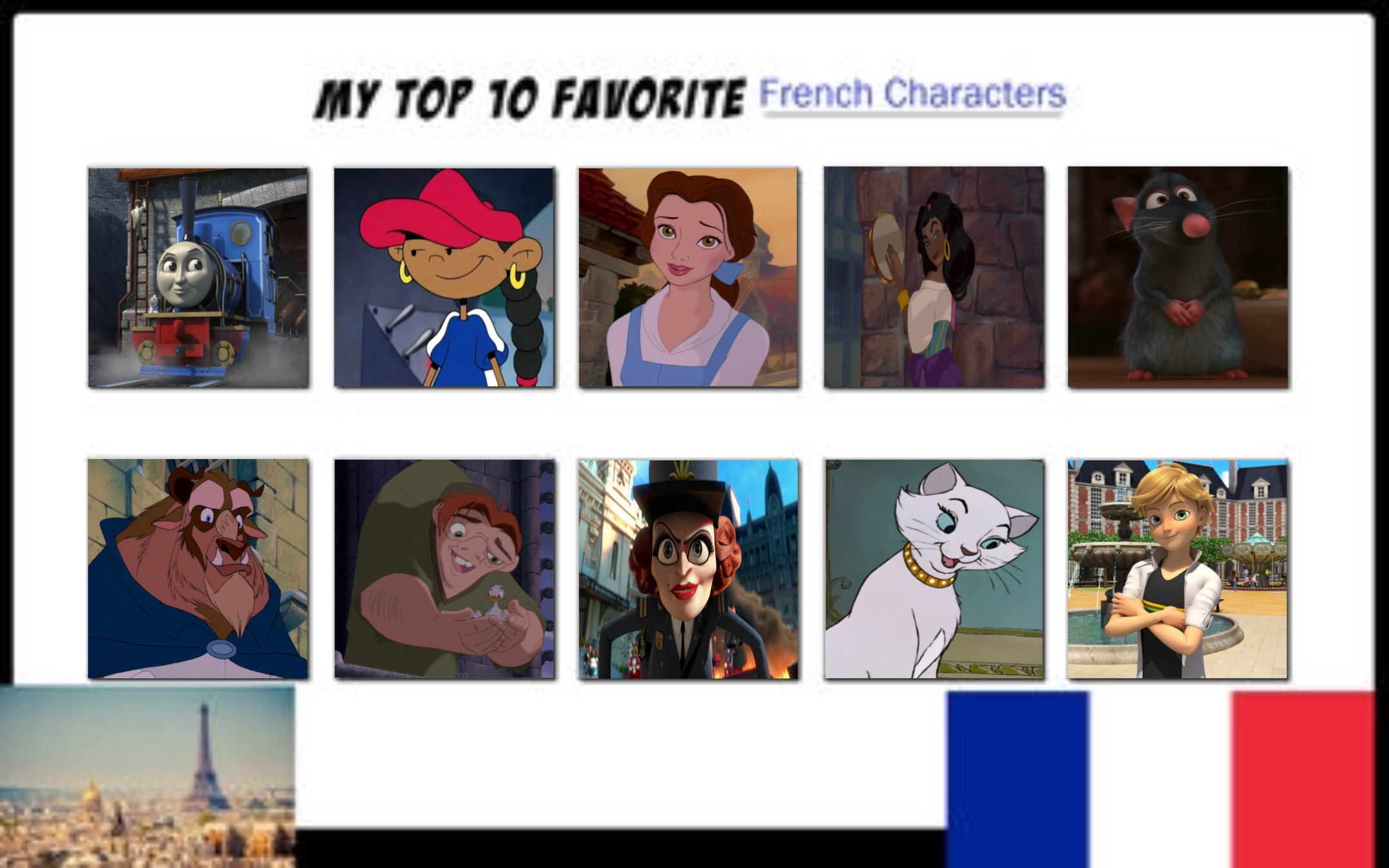 Top 10 Favourite French Characters by GeoNonnyJenny on DeviantArt