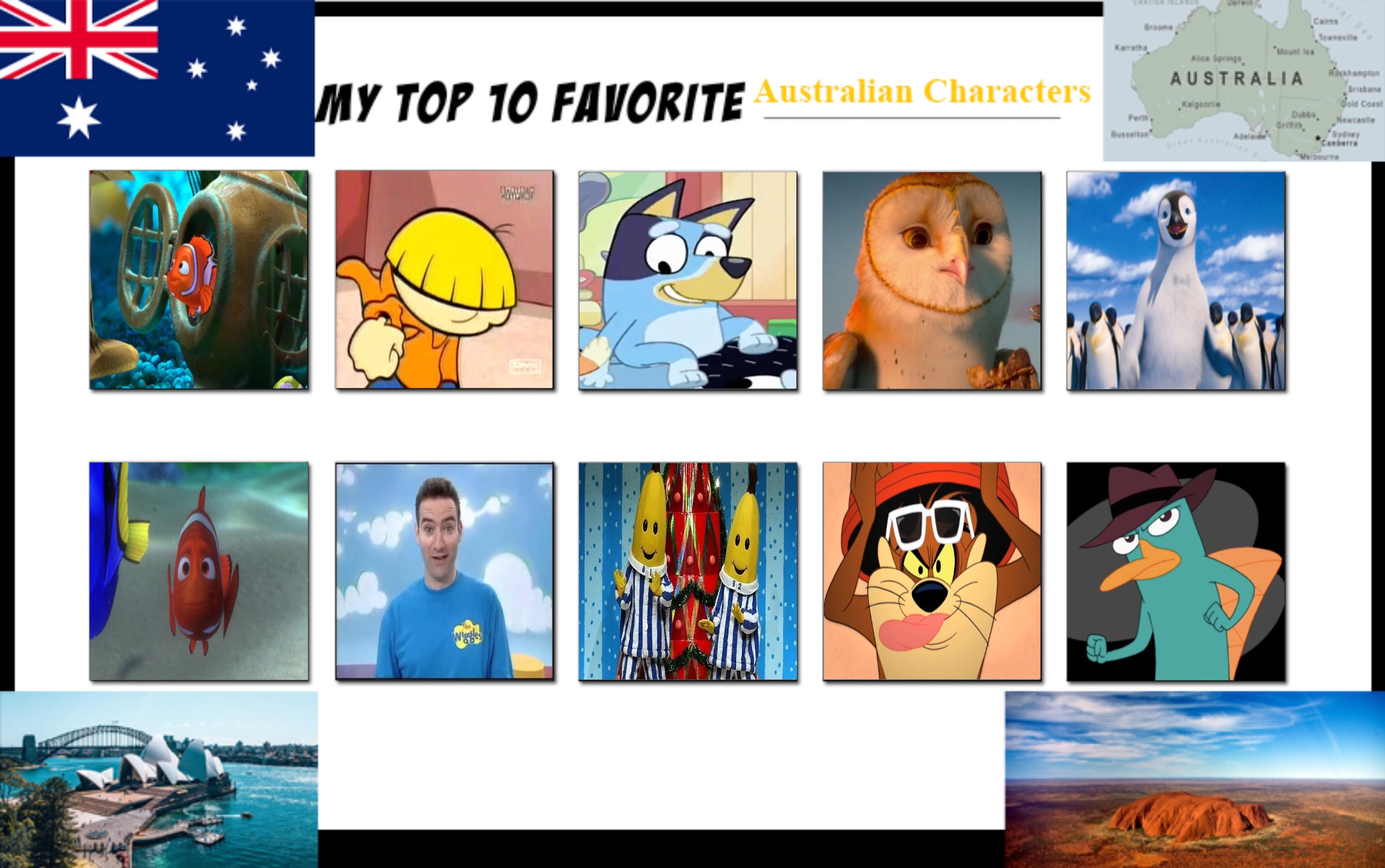 Top 10 Favourite Australian Characters by GeoNonnyJenny on DeviantArt