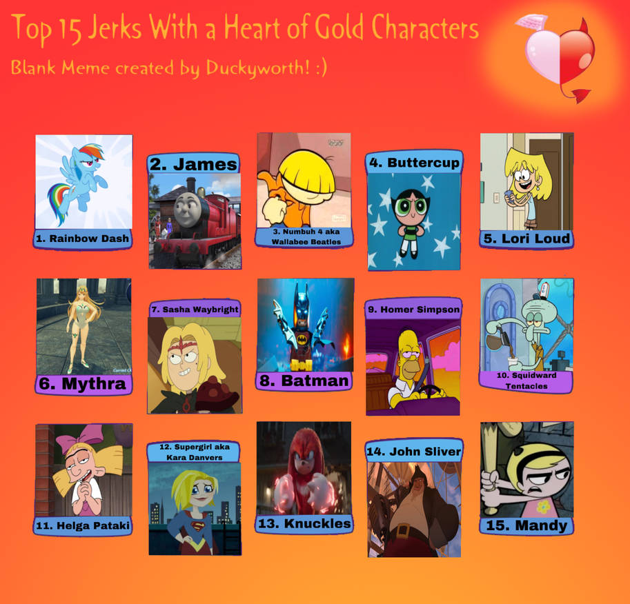 Top 15 Jerks With A Heart Of Gold Characters By Geononnyjenny On Deviantart Top 15 Jerks With A Heart Of Gold Characters By Geononnyjenny On Deviantart