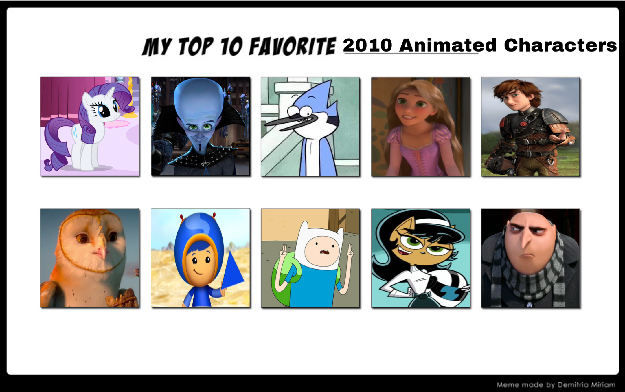Top 10 Favourite 2010 Animated Characters By Geononnyjenny On Deviantart