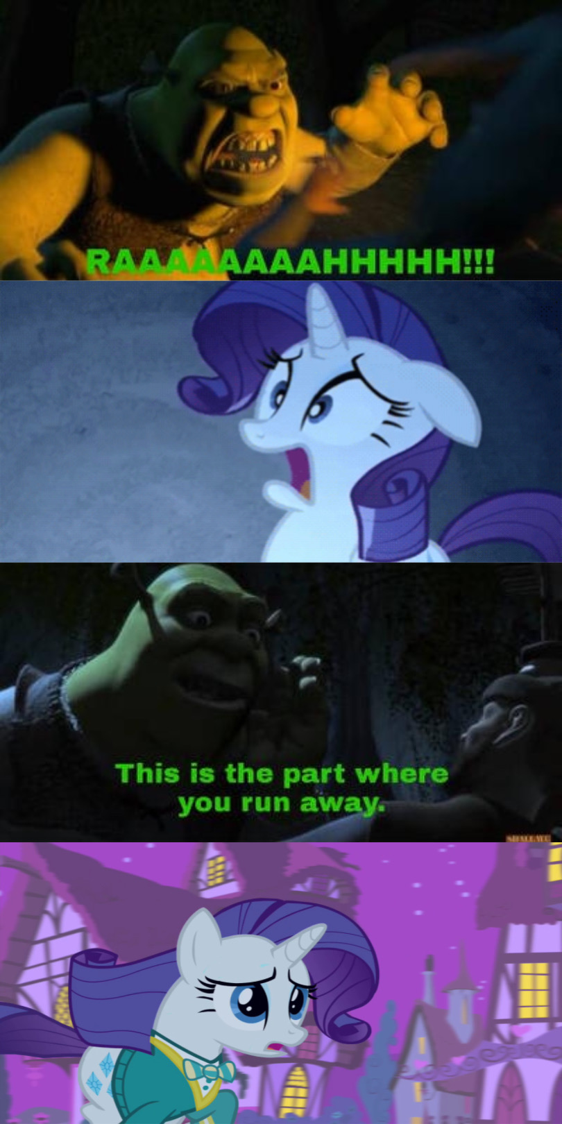 Shrek Scares Rarity by GeoNonnyJenny on DeviantArt