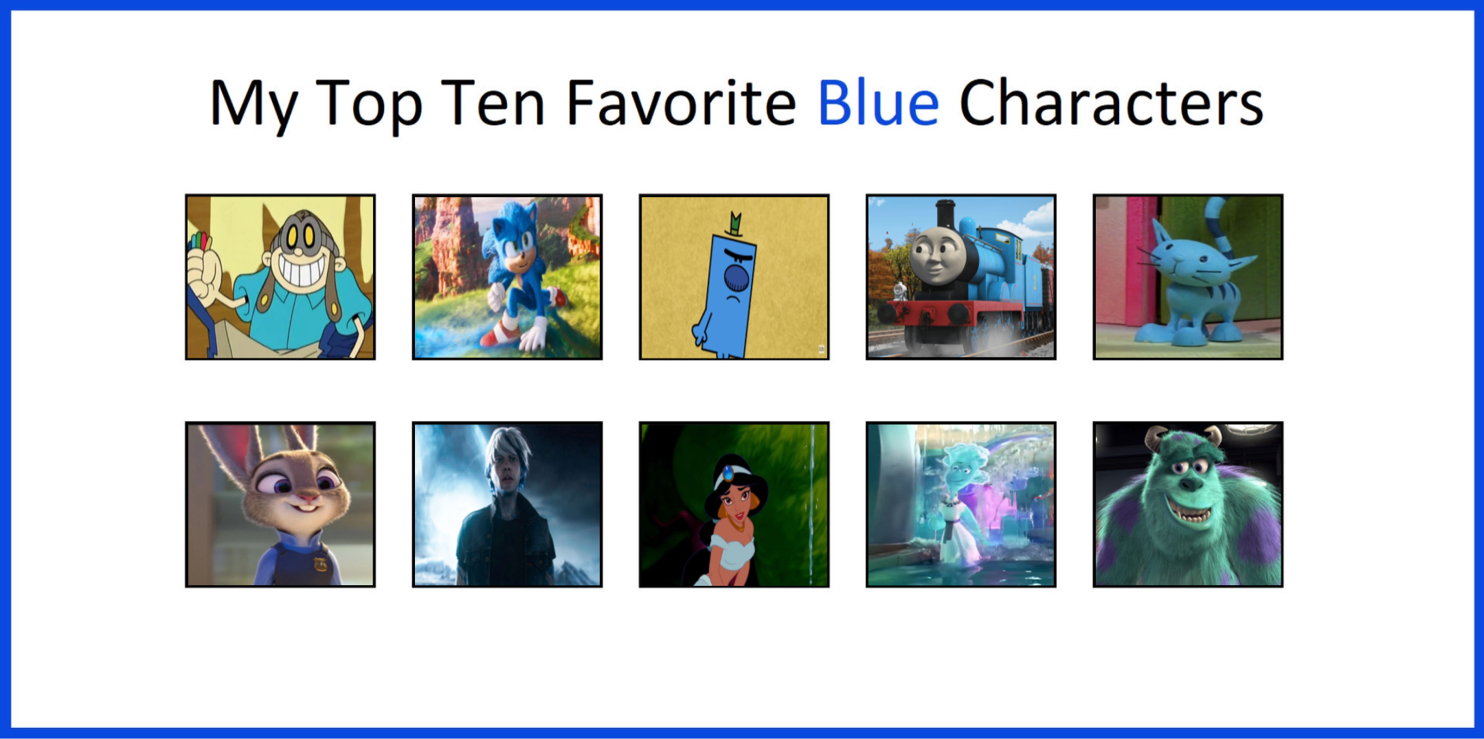 Top 10 Favourite Blue Characters Volume 3 by GeoNonnyJenny on DeviantArt