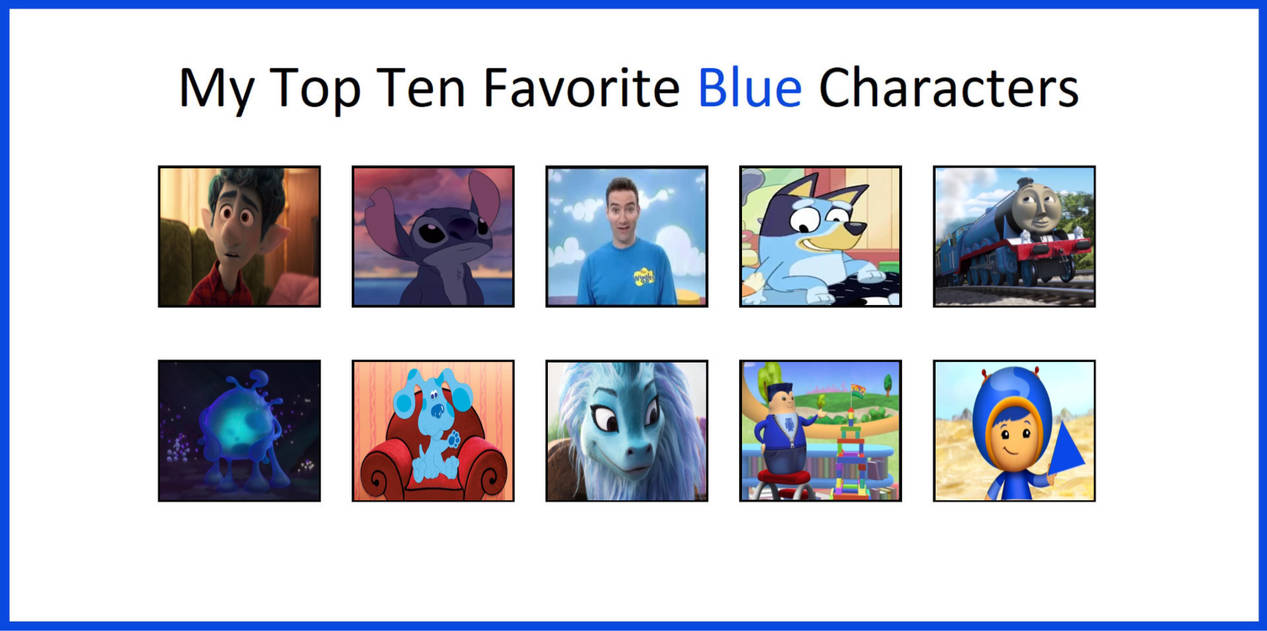 Top 10 Favourite Blue Characters Volume 4 by GeoNonnyJenny on DeviantArt