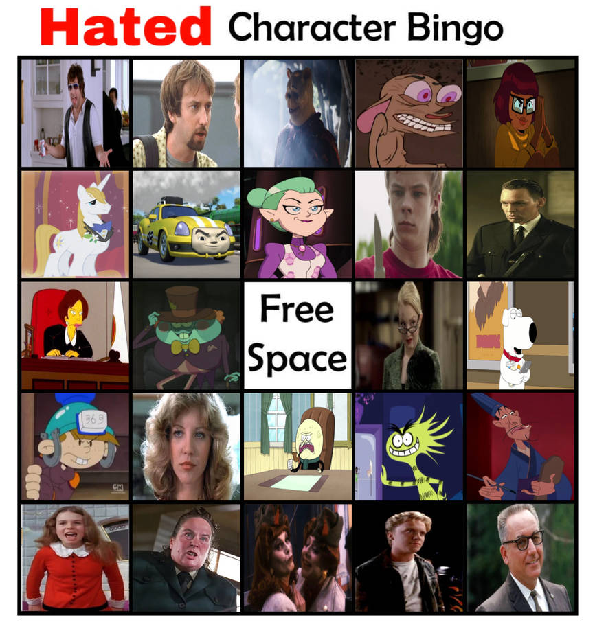 Hated Character Bingo Volume 2 by GeoNonnyJenny on DeviantArt