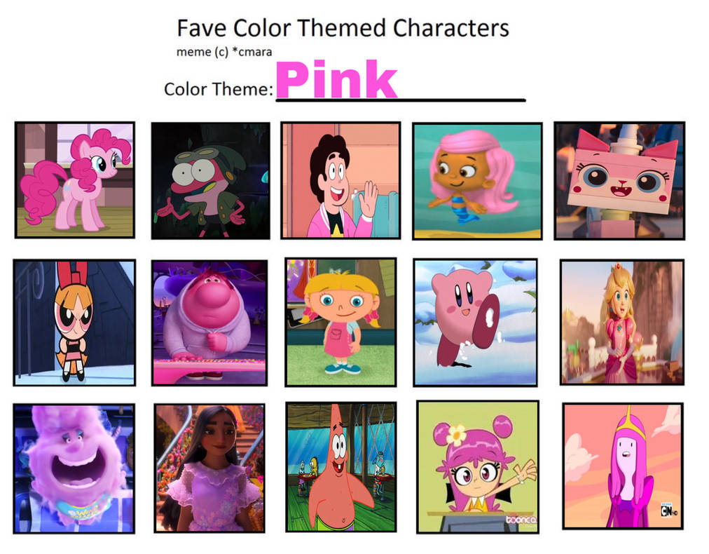 Pink Characters Icon Favourite Pink Themed Characters by GeoNonnyJenny on DeviantArt
