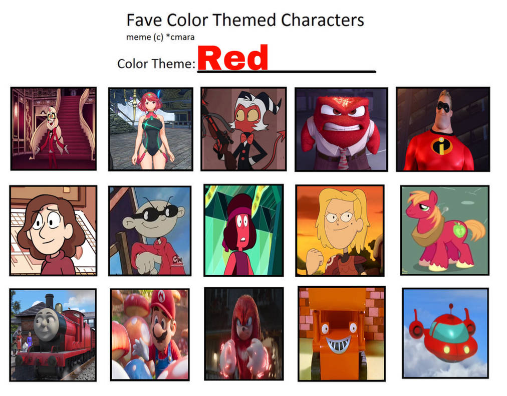 Mixed Reds Characters Favourite Red Themed Characters by GeoNonnyJenny on DeviantArt