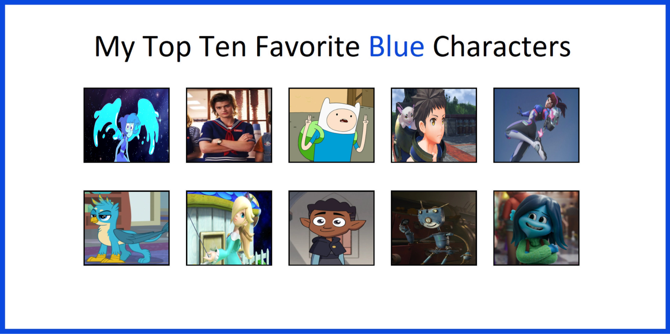 Top 10 Favourite Blue Characters Volume 6 by GeoNonnyJenny on DeviantArt