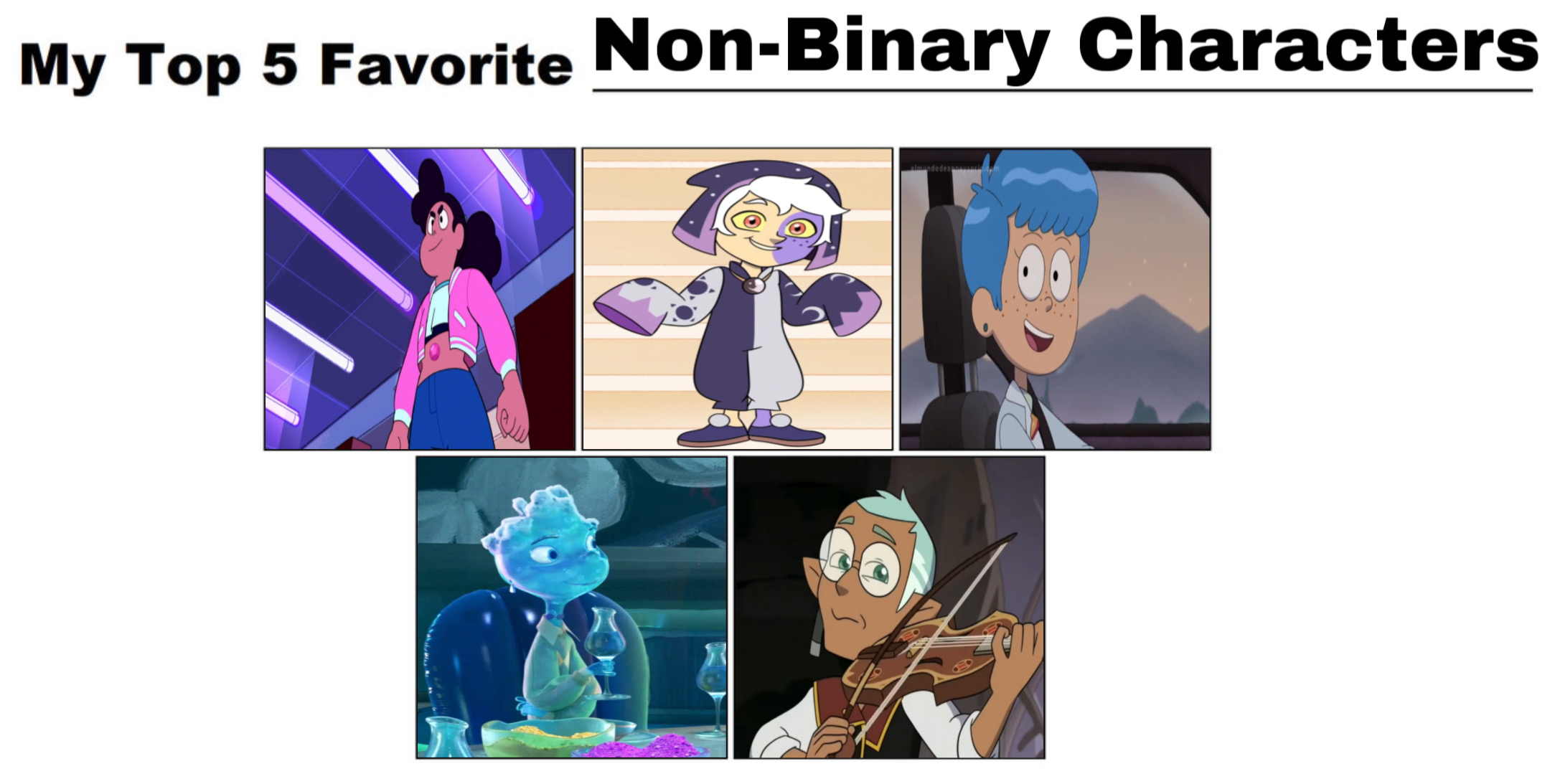 Non Existent Characters Top 5 Favourite Non-Binary Characters by GeoNonnyJenny on DeviantArt