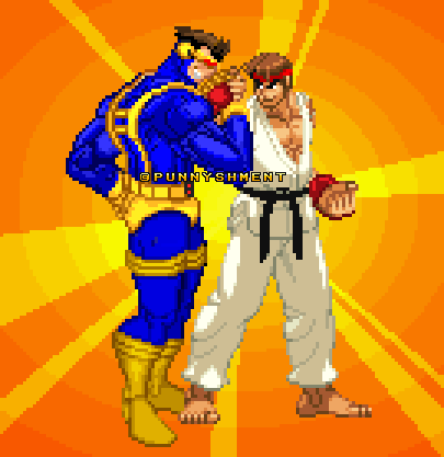 Ryu and Cyclops' iconic handshake, in sprite form by Punnysher on ...