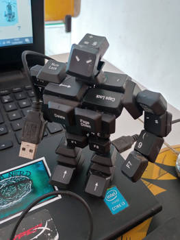 Robot made from computer keys.